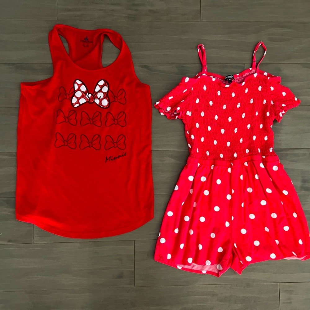 Girls Disney Minnie Mouse bundle Tank & Romper size 12/14
